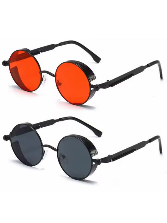 Metal steampunk sunglasses for men and women, fashionable round glasses, designer brand, vintage sunglasses, high quality UV400.