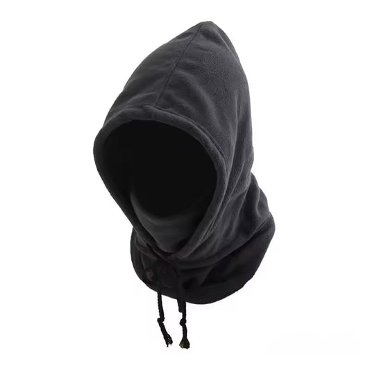 Unisex winter balaclava with knitted hood – Windproof mask with drawstring, warm knitted cap for motorcycles, cold weather.