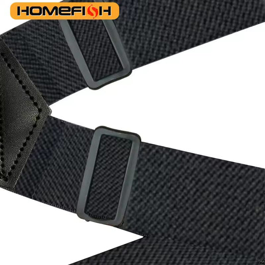 Heavy-duty work suspenders for men, 3.8cm wide, x-back with 3 plastic snap closures, adjustable elastic trousers, suspenders - black
