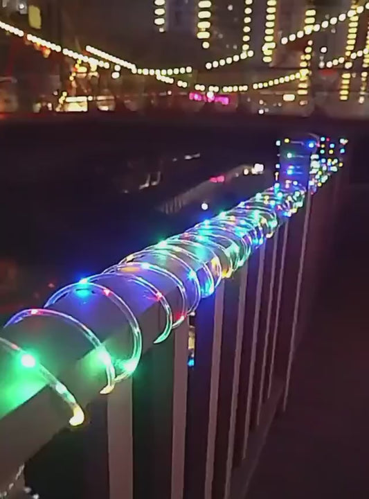 LED Solar String Lights Garden Waterproof Tube Rope Lamp Christmas Garland Fairy Lights For Outdoor Holiday Decoration Lighting