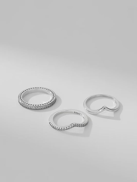 925 Sterling Silver Rings For Women Original Crown Love Heart Wishbone Engagement Wedding Rose Gold Crystal Ring Luxury Jewelry